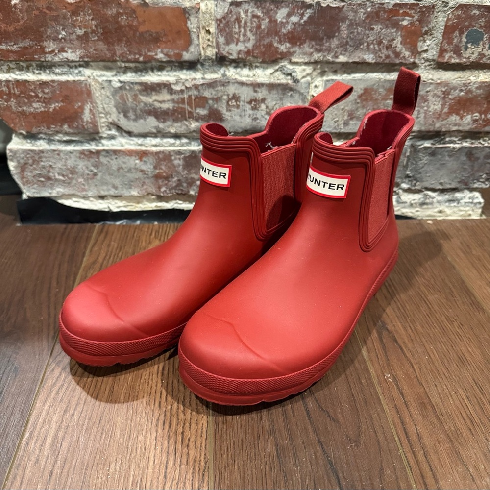 Hunter Red Winter Rain Boots Chelsea Style